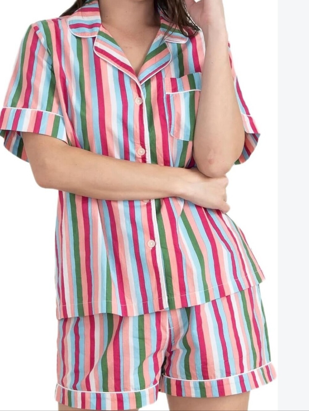 Printfresh Organic Cotton Candy Striped Pajama Loungewear Set Size Large
